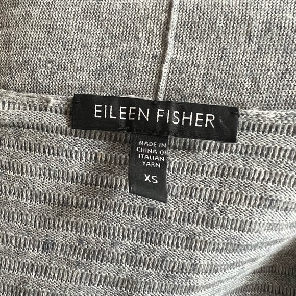 EILEEN FISHER Linen Blend Drape Front Open Cardigan - Picture 5 of 5